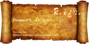 Remmert Ákos névjegykártya